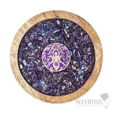 Amethyst und Lapislazuli Untersetzer aus Mangoholz - Dekoration