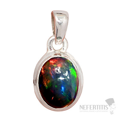 Black Ethiopian Opal Pendant Silver Ag 925 P633
