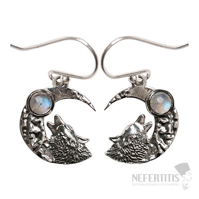 Designer earrings moonstone rainbow silver Ag 925 E645