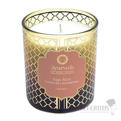 Scented candle in glass Ayurveda Kapha dosha with the scent of sage and mint
