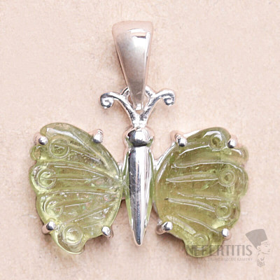 Tourmaline butterfly pendant silver Ag 925 LOT65
