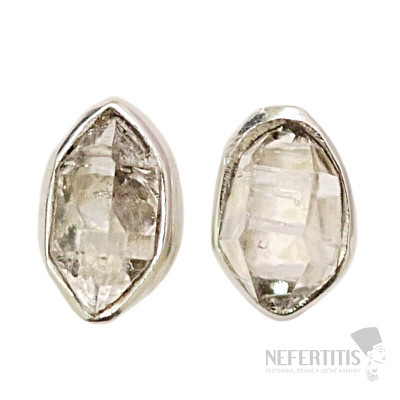 Herkimer diamant náušnice pecky stříbro Ag 925 E655