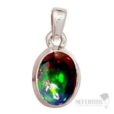 Schwarzer äthiopischer Opal Anhänger Silber Ag 925 P664