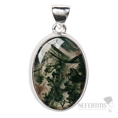 Achát machový prívesok striebro Ag 925 P67