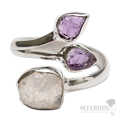 Designerring Mondstein Regenbogen Silber Ag 925 R670