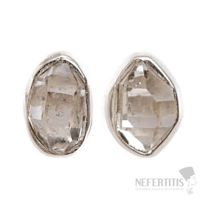 Herkimer diamant náušnice kôstky striebro Ag 925 E671