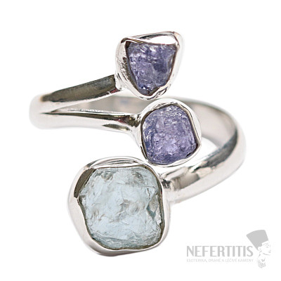 Designer ring aquamarine raw silver Ag 925 R677