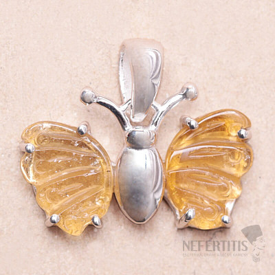 Tourmaline butterfly pendant silver Ag 925 LOT68