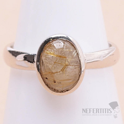 Sagenite crystal with rutile ring silver Ag 925 68786