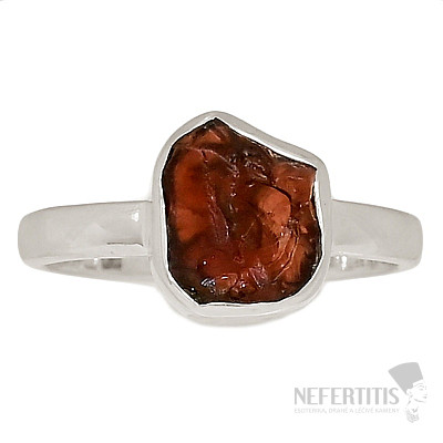 Granát surový prsten stříbro Ag 925 R69