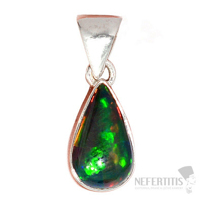 Schwarzer äthiopischer Opal Anhänger Silber Ag 925 P696
