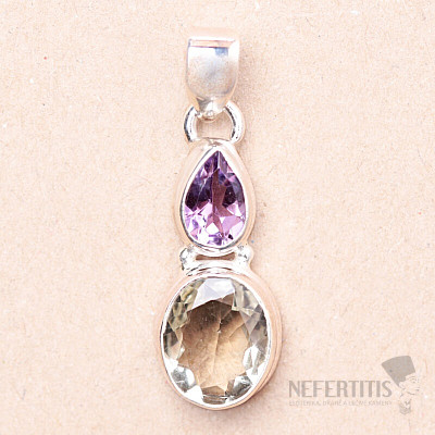 Green amethyst - prasiolite pendant silver Ag 925 69826