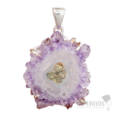 Amethyst cut stalactite pendant silver Ag 925 P7