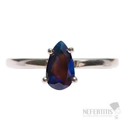 Opál černý etiopský broušený prsten stříbro Ag 925 LOT7