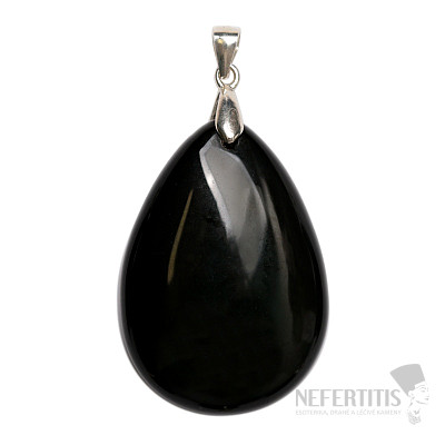 Obsidián čierny nebeské oko prívesok striebro Ag 925 č. 7