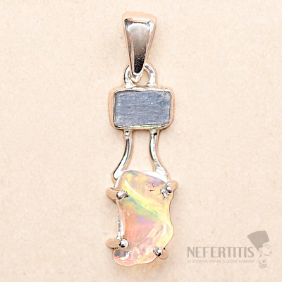 Ethiopian opal and blue kyanite pendant silver Ag 925 LOT7