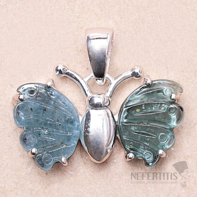 Tourmaline butterfly pendant silver Ag 925 LOT70