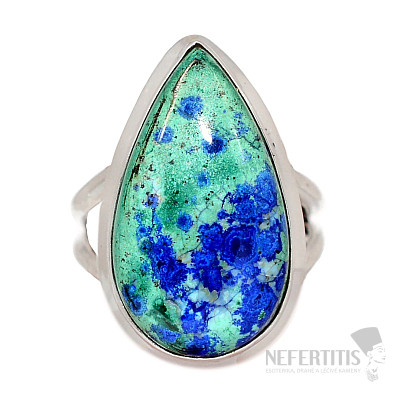 Malachit v azuritu prsteň striebro Ag 925 R703