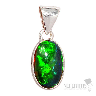 Black Ethiopian Opal Pendant Silver Ag 925 P703