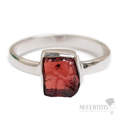 Garnet raw ring silver Ag 925 R71