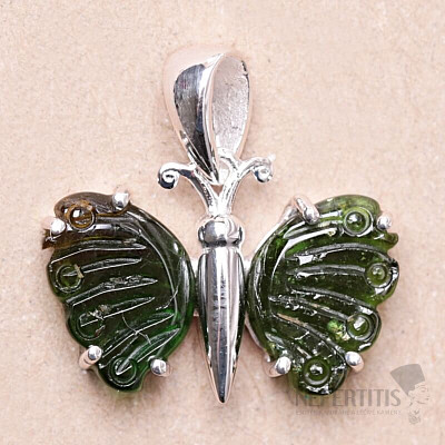 Tourmaline butterfly pendant silver Ag 925 LOT71