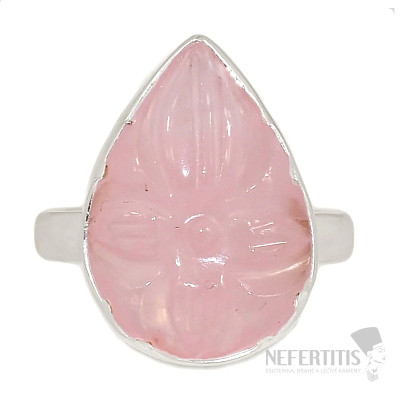 Rose quartz carved ring silver Ag 925 R72