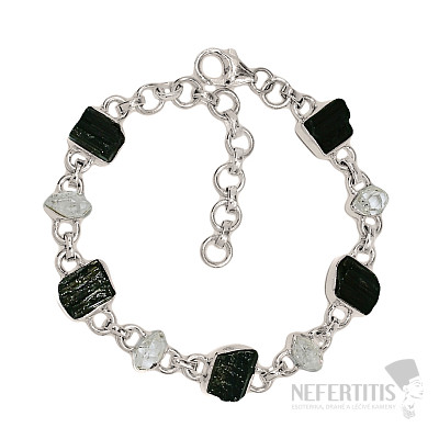 Turmalín skoryl náramok striebro Ag 925 B72