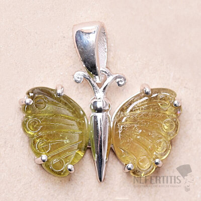Tourmaline butterfly pendant silver Ag 925 LOT72