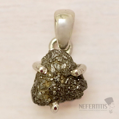 Diamond natural raw pendant silver Ag 925 LOT74