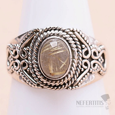 Sagenite crystal with rutile ring silver Ag 925 74240