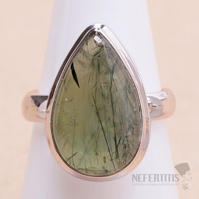 Aktinolith im Prehnit Ring Silber Ag 925 R77