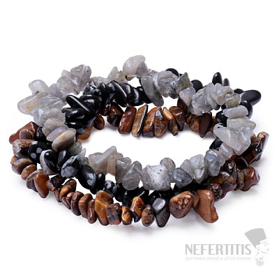 Set of three bracelets - labradorite, obsidian snowflake and tiger eye