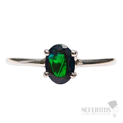 Opál černý etiopský broušený prsten stříbro Ag 925 LOT8