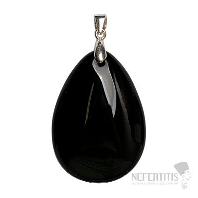 Obsidián čierny nebeské oko prívesok striebro Ag 925 č. 8