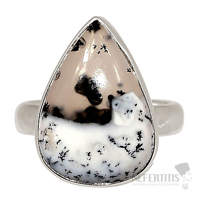 Opal dendritic ring silver Ag 925 R8