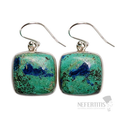 Azurit v malachitu náušnice stříbro Ag 925 E81