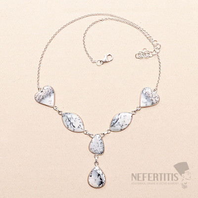 Opál dendritický náhrdelník stříbro Ag 925 81355