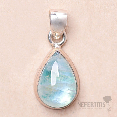 Moonstone rainbow green pendant silver Ag 925 81546
