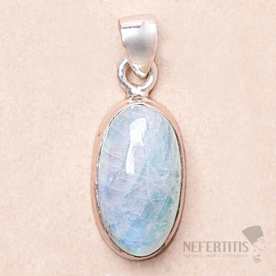 Moonstone rainbow green pendant silver Ag 925 81560