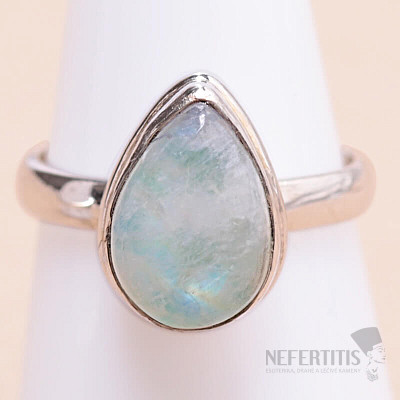 Mondstein Regenbogen grün Ring Silber Ag 925 81646