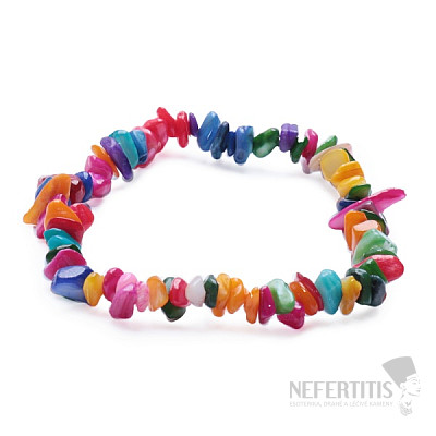 A cheerful bracelet made of pieces of colored mother-of-pearl