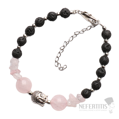 Lava stone Buddhist bracelet with rosary
