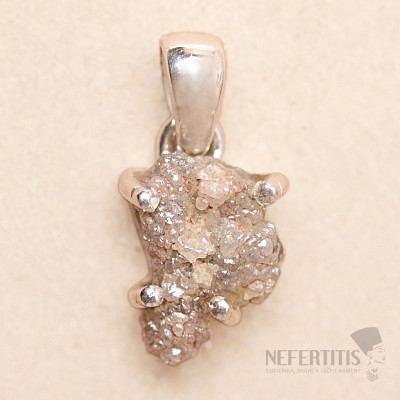 Diamant prírodný surový prívesok striebro Ag 925 LOT83