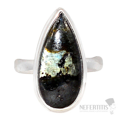 Larvikit black moonstone ring silver Ag 925 R831