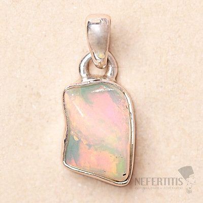 Ethiopian opal raw pendant silver Ag 925 P839