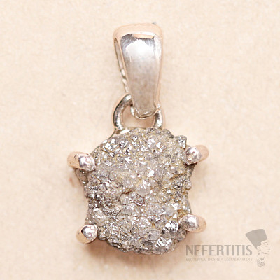 Diamant prírodný surový prívesok striebro Ag 925 LOT85