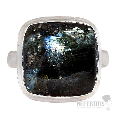 Larvikit čierny mesačný kameň prsteň striebro Ag 925 R863