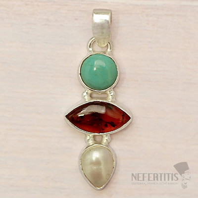 Amber pendant silver Ag 925 86376