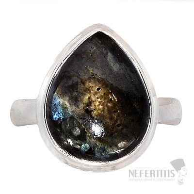 Larvikit black moonstone ring silver Ag 925 R864