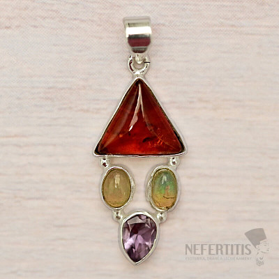 Amber pendant silver Ag 925 86431